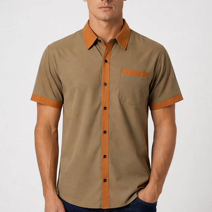 Chemise d'été pour homme, style bodybuilder, avec bordure orange contrastée - image 1