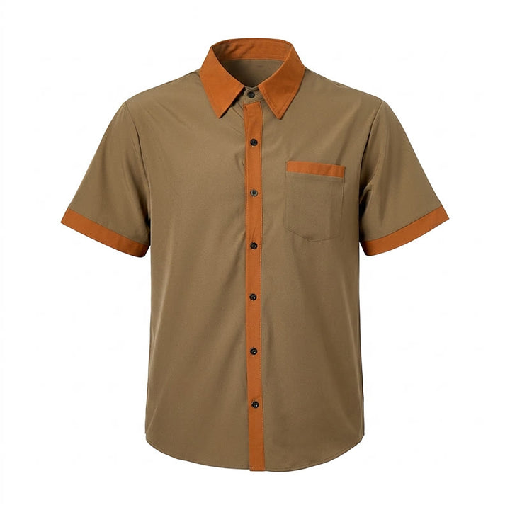 Chemise d'été pour homme, style bodybuilder, avec bordure orange contrastée - image 5