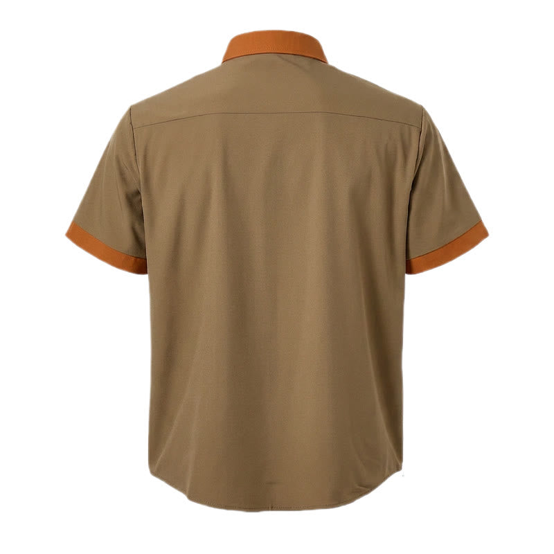 Chemise d'été pour homme, style bodybuilder, avec bordure orange contrastée - image 4