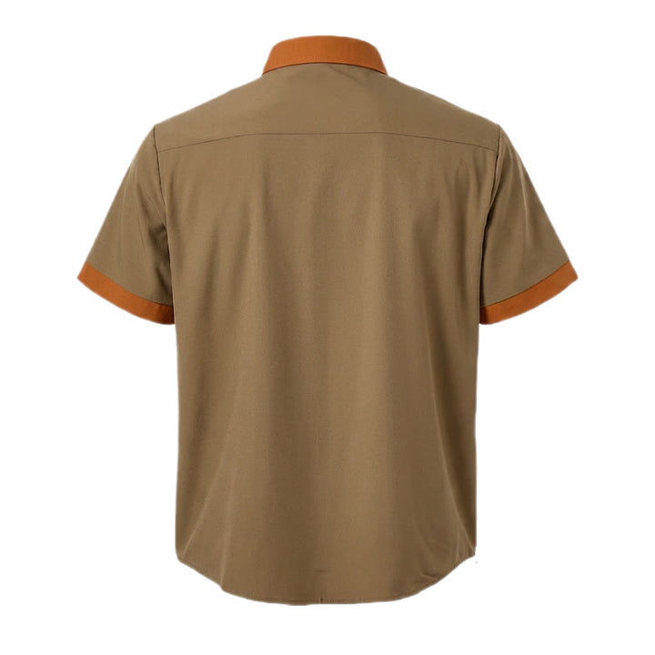 Chemise d'été pour homme, style bodybuilder, avec bordure orange contrastée - image 4
