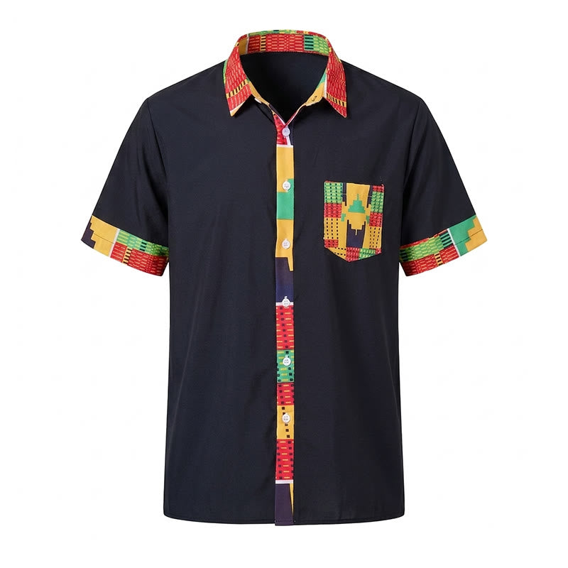 Chemise à imprimé ethnique patchwork pour homme, style festival. - image 7