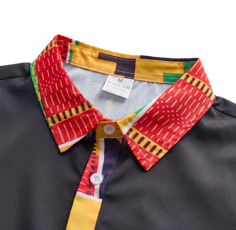 Chemise à imprimé ethnique patchwork pour homme, style festival. - image 9
