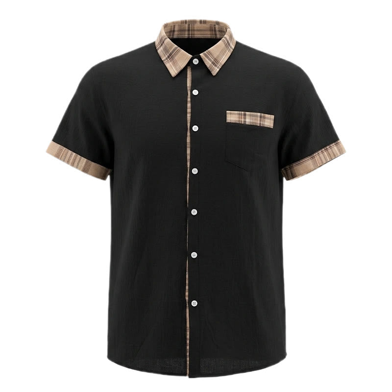 Chemise en coton patchwork à carreaux style vintage pour homme - image 14