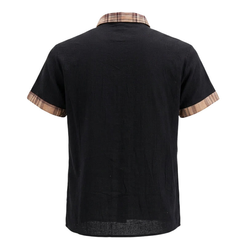 Chemise en coton patchwork à carreaux style vintage pour homme - image 15