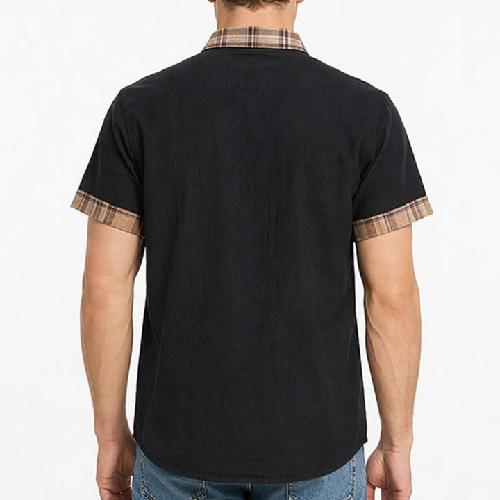 Chemise en coton patchwork à carreaux style vintage pour homme - image 2