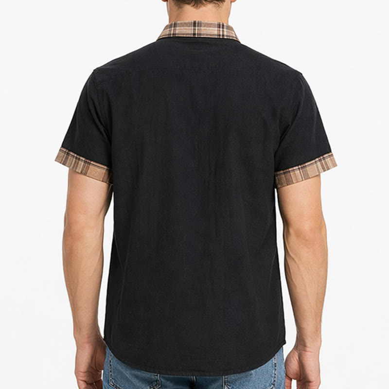 Chemise en coton patchwork à carreaux style vintage pour homme - image 2