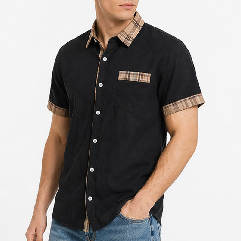 Chemise en coton patchwork à carreaux style vintage pour homme - image 3