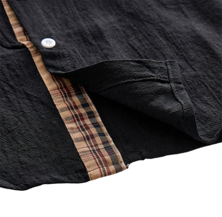 Chemise en coton patchwork à carreaux style vintage pour homme - image 12