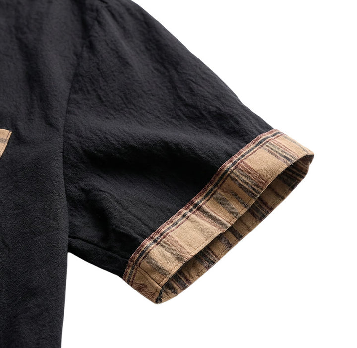 Chemise en coton patchwork à carreaux style vintage pour homme - image 13