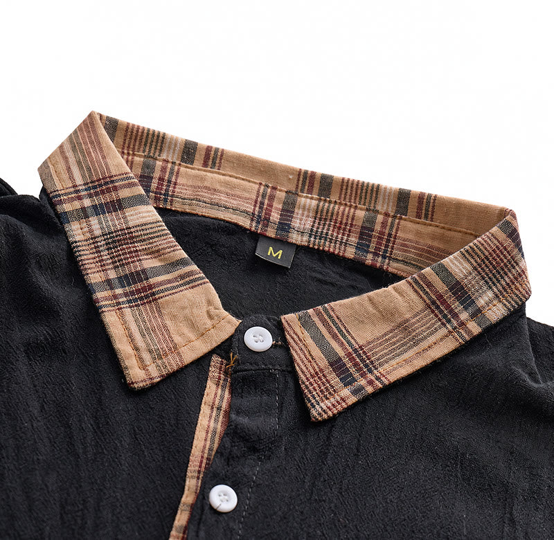 Chemise en coton patchwork à carreaux style vintage pour homme - image 9