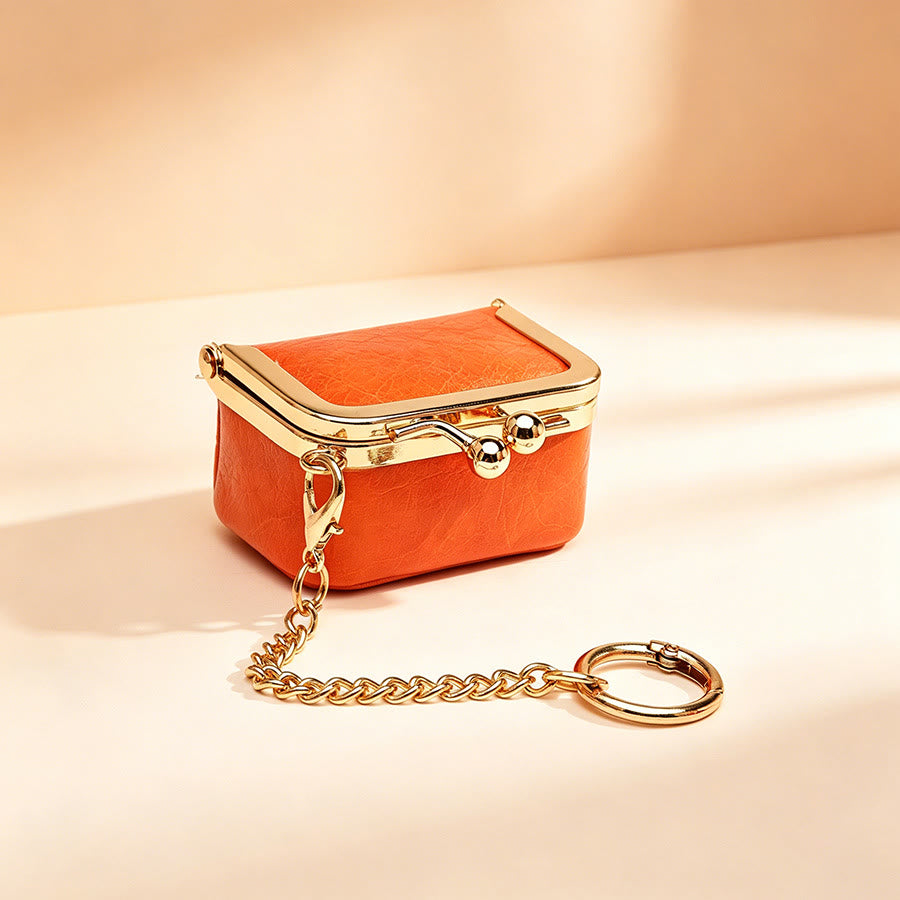 Mini breloque de sac à main en forme de baiser, petit porte-monnaie, porte-clés - Orange - image 0