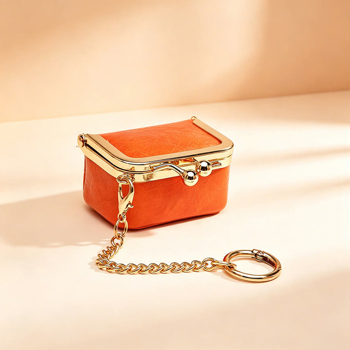 Mini breloque de sac à main en forme de baiser, petit porte-monnaie, porte-clés - Orange - image 0