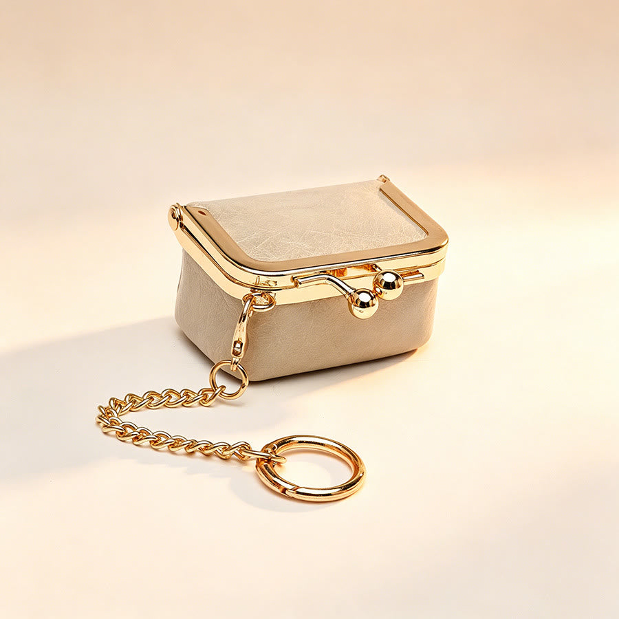 Mini breloque de sac à main en forme de baiser, petit porte-monnaie, porte-clés - Beige - image 7