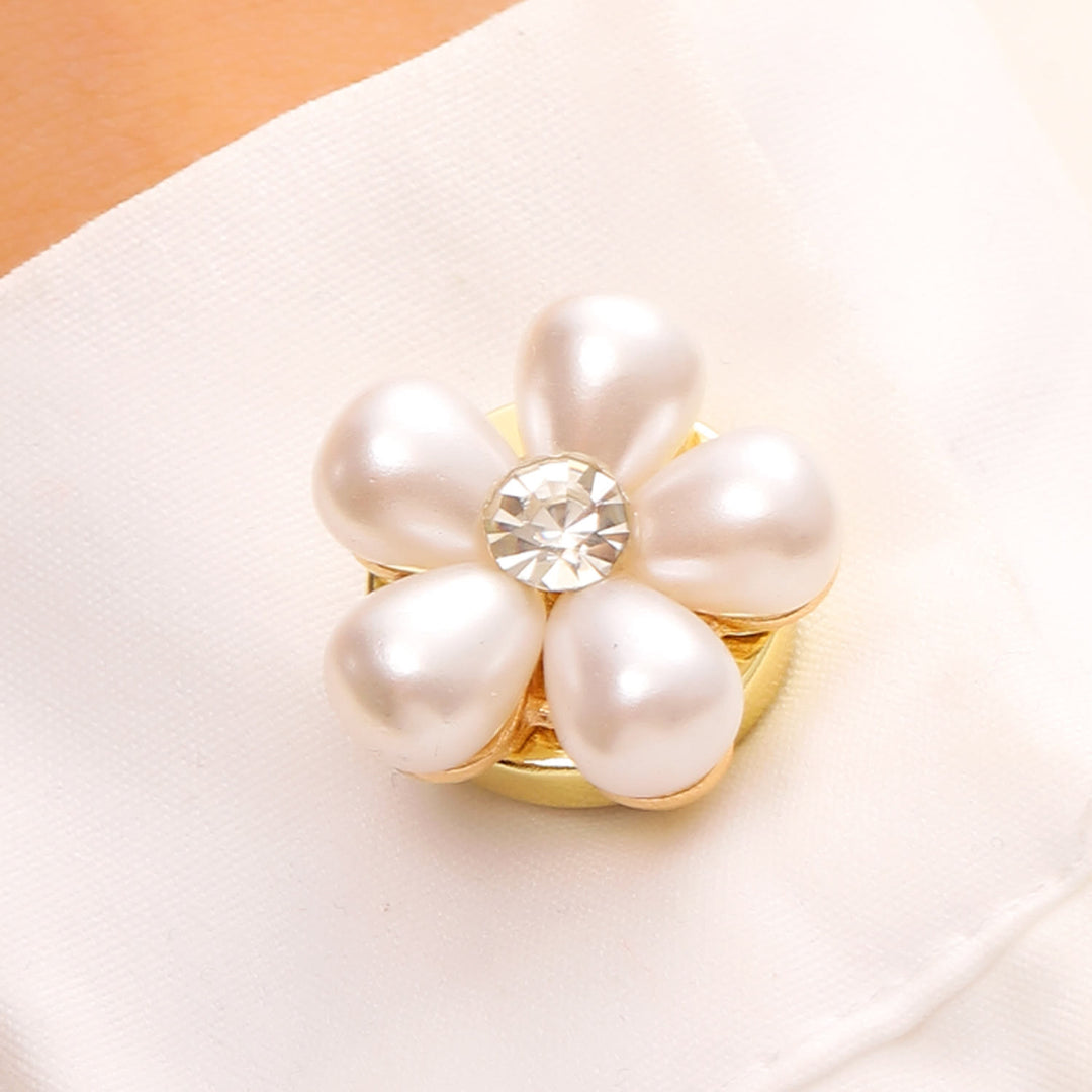 1 paire de couvre-boutons de chemise élégants à pression en forme de marguerite nacrée - image 1