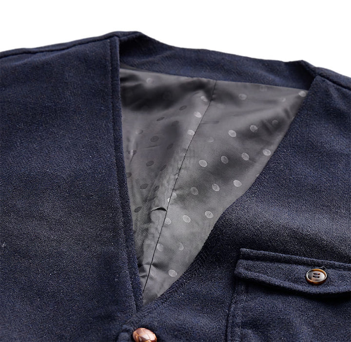 Gilet de costume infroissable à chevrons style vintage américain pour homme - image 18