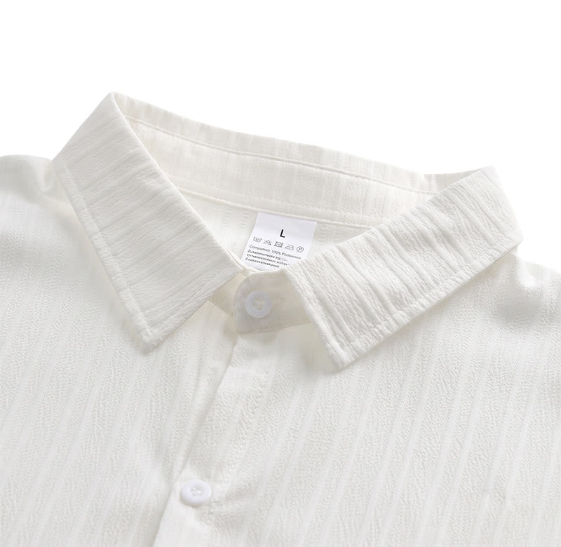 Chemise décontractée en jacquard rayé coton et lin pour homme - image 20