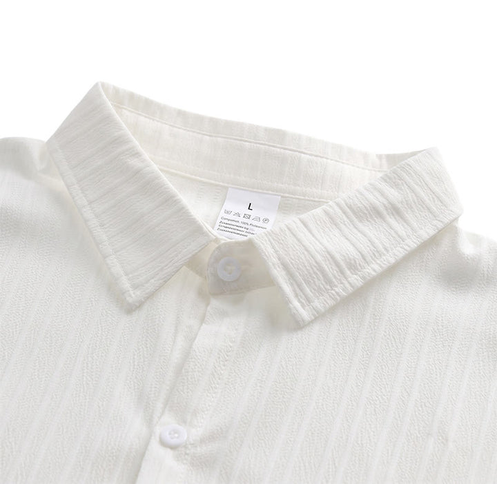 Chemise décontractée en jacquard rayé coton et lin pour homme - image 20