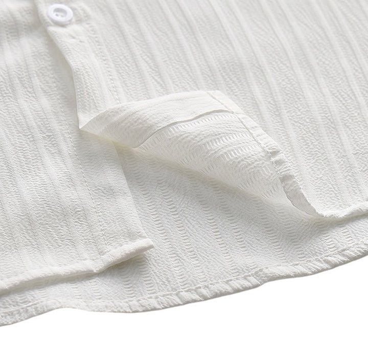 Chemise décontractée en jacquard rayé coton et lin pour homme - image 24