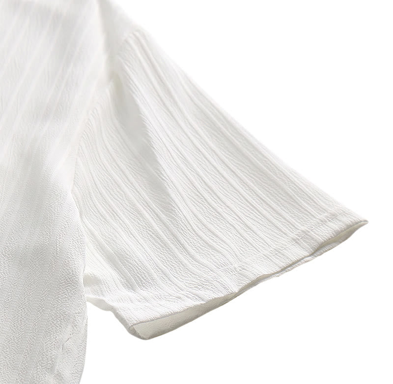 Chemise décontractée en jacquard rayé coton et lin pour homme - image 22