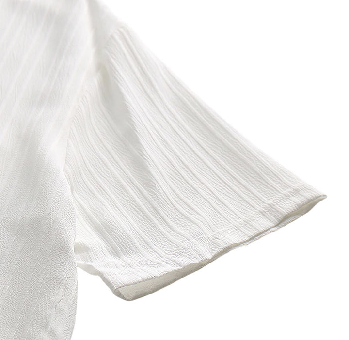 Chemise décontractée en jacquard rayé coton et lin pour homme - image 22