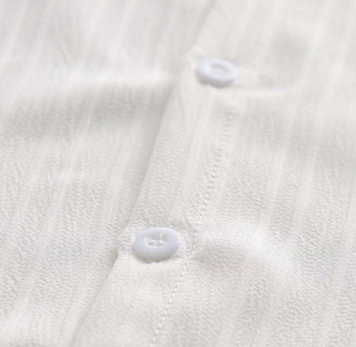 Chemise décontractée en jacquard rayé coton et lin pour homme - image 21