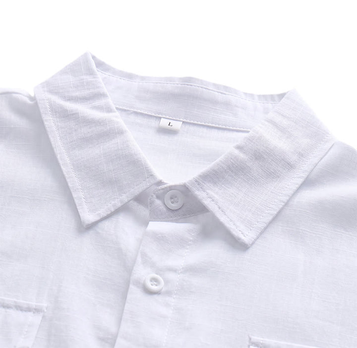 Chemises homme en pur coton uni, décontractées pour le bureau, couleur unie - image 7