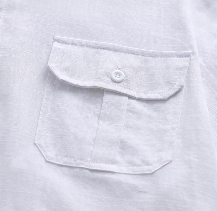 Chemises homme en pur coton uni, décontractées pour le bureau, couleur unie - image 9