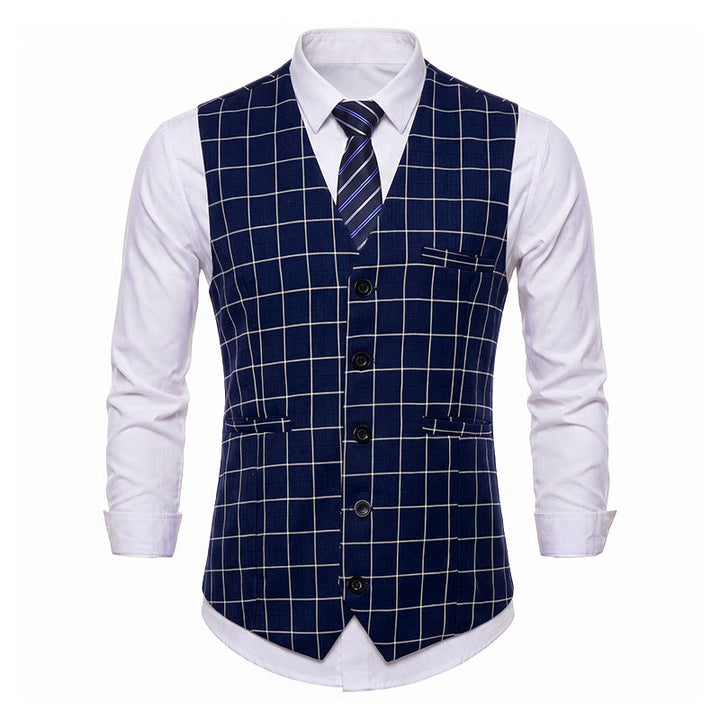 Gilet de costume classique à carreaux pour homme, style formel et décontracté. - image 7