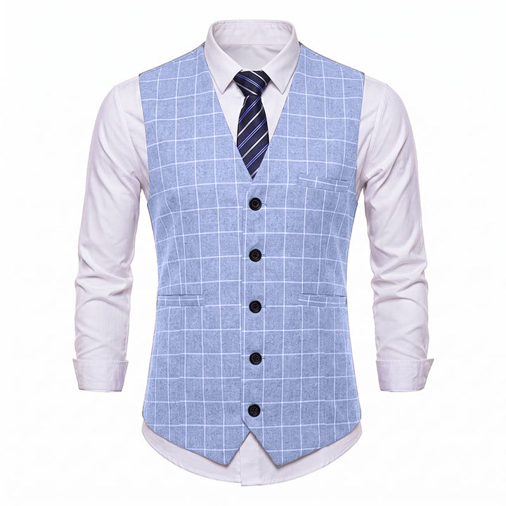Gilet de costume classique à carreaux pour homme, style formel et décontracté. - image 10