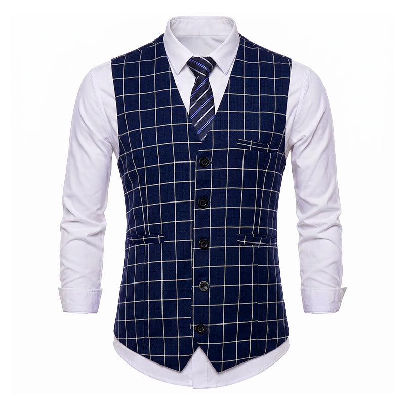Gilet de costume classique à carreaux pour homme, style formel et décontracté. - image 7