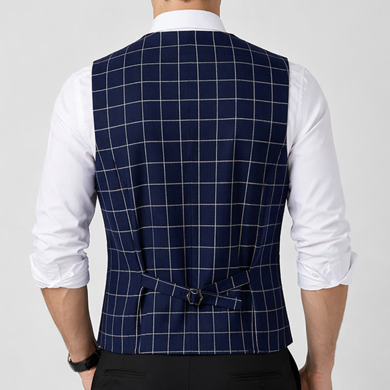 Gilet de costume classique à carreaux pour homme, style formel et décontracté. - image 3