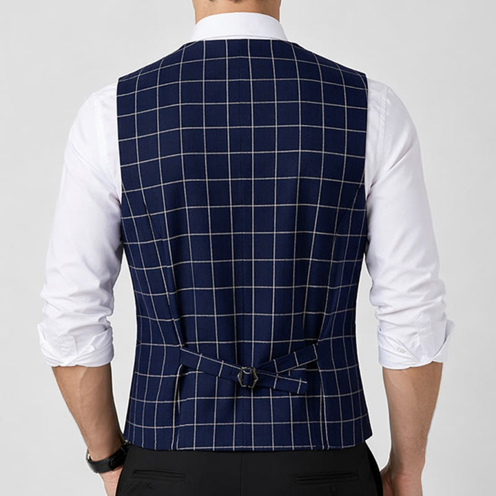 Gilet de costume classique à carreaux pour homme, style formel et décontracté. - image 3