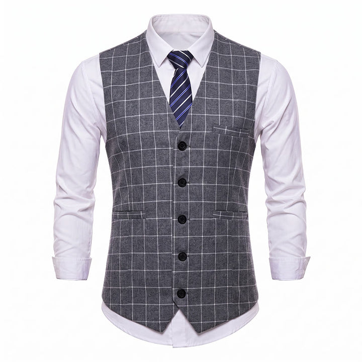 Gilet de costume classique à carreaux pour homme, style formel et décontracté. - image 9