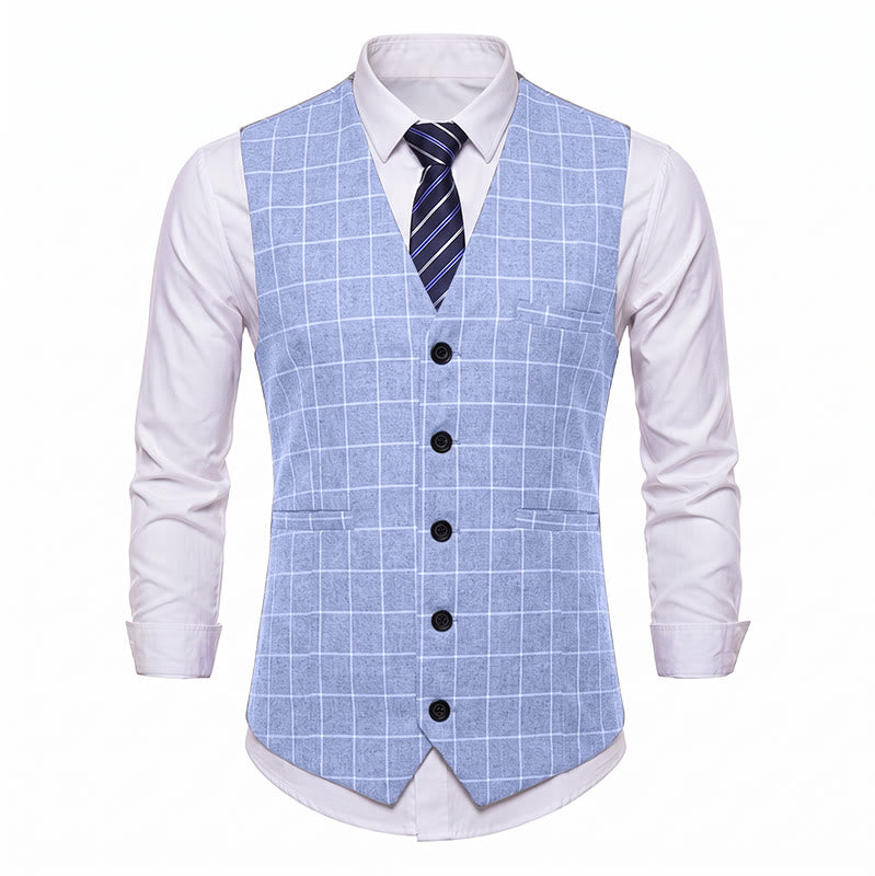 Gilet de costume classique à carreaux pour homme, style formel et décontracté. - image 10