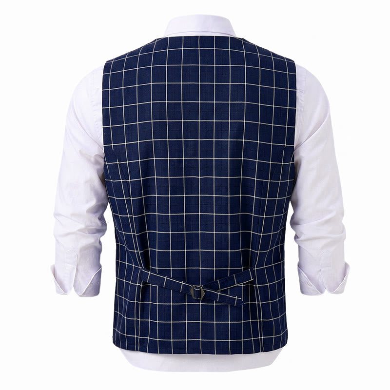 Gilet de costume classique à carreaux pour homme, style formel et décontracté. - image 8
