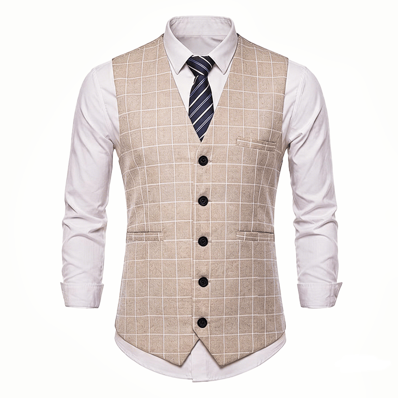 Gilet de costume classique à carreaux pour homme, style formel et décontracté. - image 11