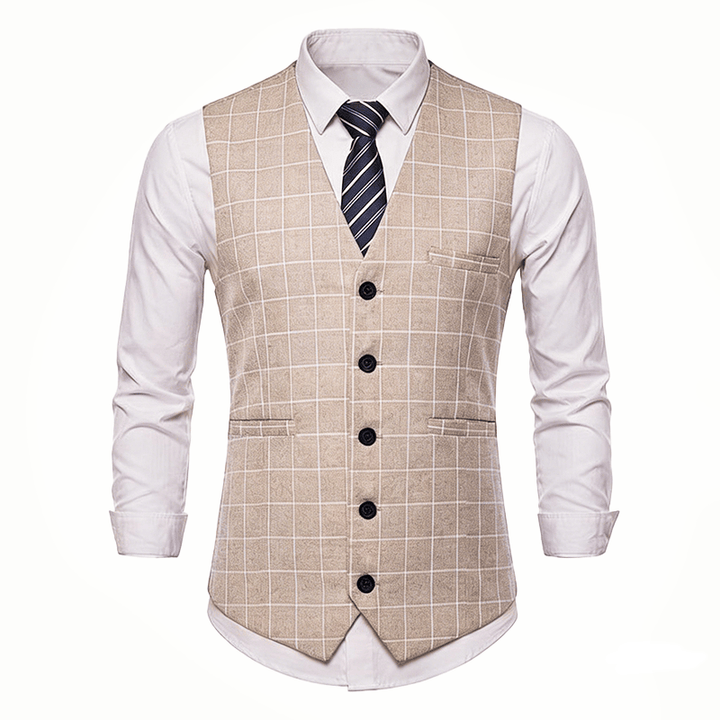 Gilet de costume classique à carreaux pour homme, style formel et décontracté. - image 11
