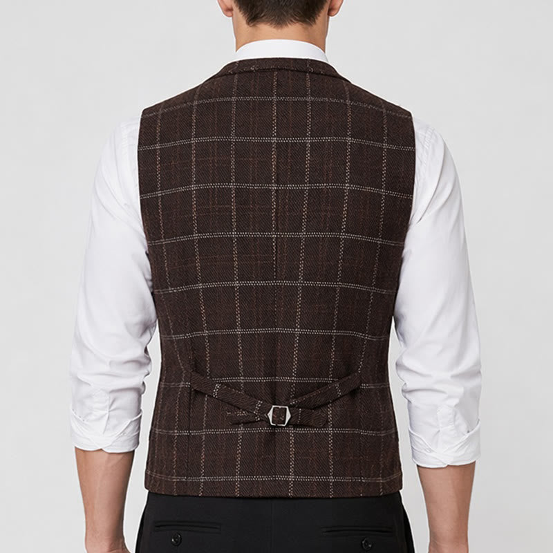 Gilet de costume à carreaux pour homme, col cranté, idéal pour les soirées et le quotidien. - image 3