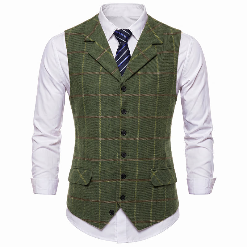 Gilet de costume à carreaux pour homme, col cranté, idéal pour les soirées et le quotidien. - image 16