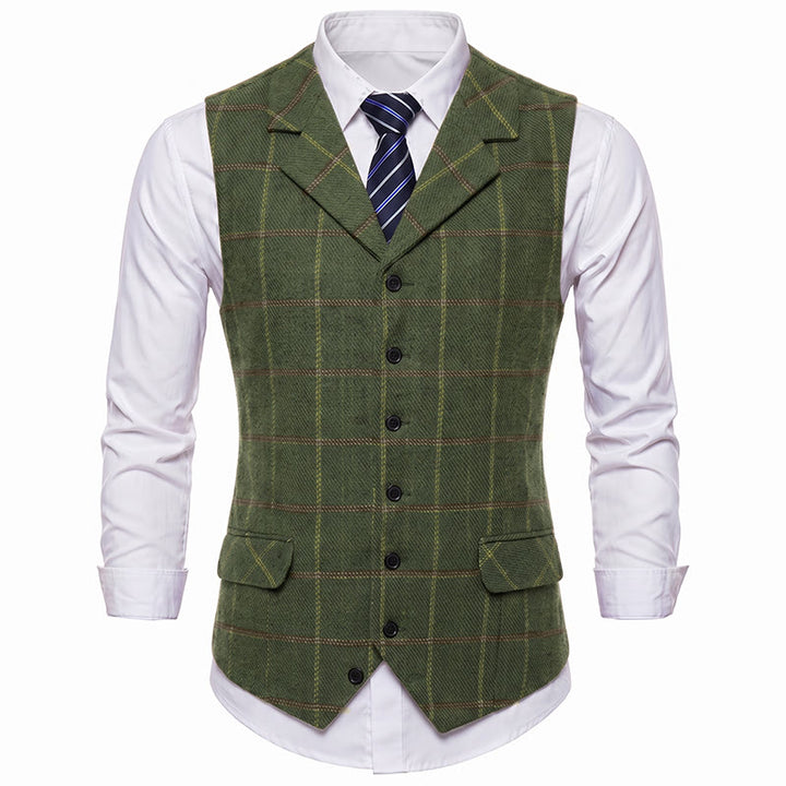 Gilet de costume à carreaux pour homme, col cranté, idéal pour les soirées et le quotidien. - image 16