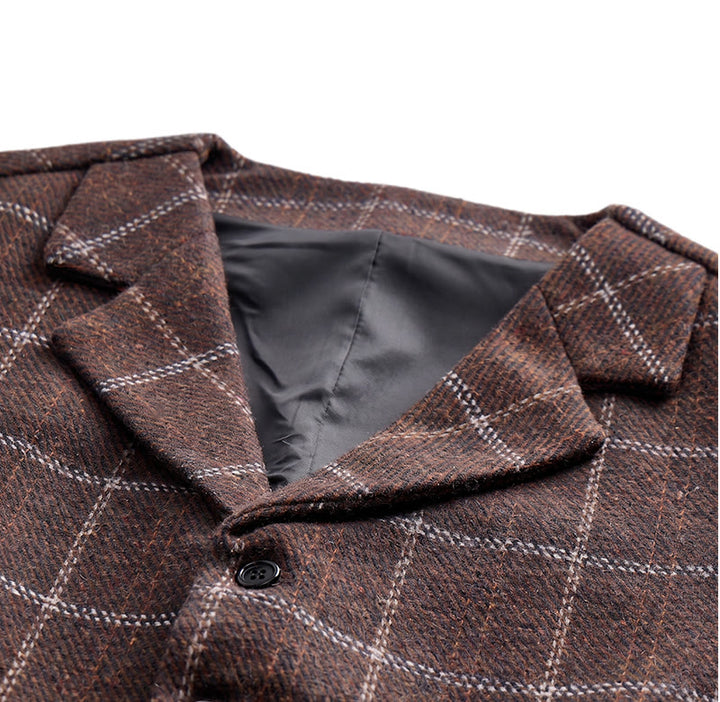 Gilet de costume à carreaux pour homme, col cranté, idéal pour les soirées et le quotidien. - image 7