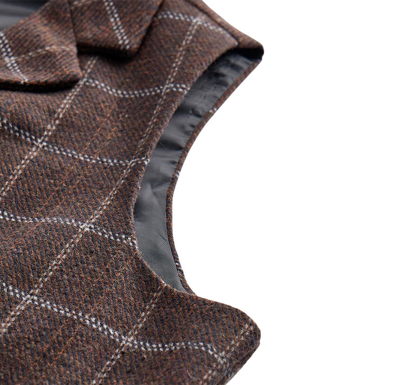 Gilet de costume à carreaux pour homme, col cranté, idéal pour les soirées et le quotidien. - image 9