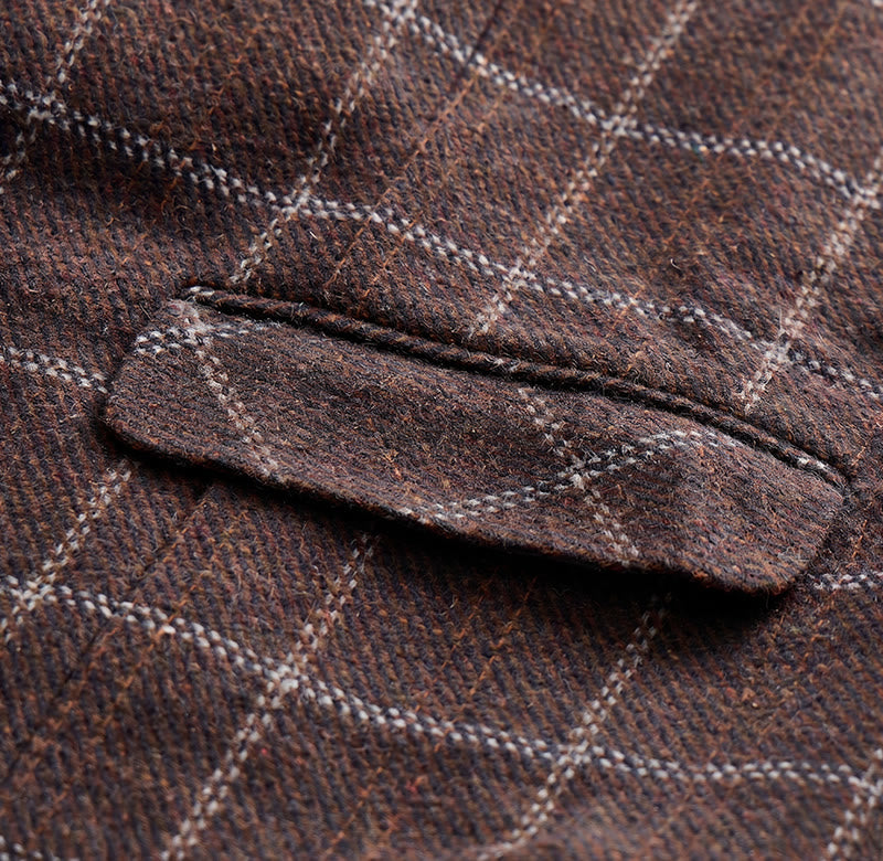 Gilet de costume à carreaux pour homme, col cranté, idéal pour les soirées et le quotidien. - image 10