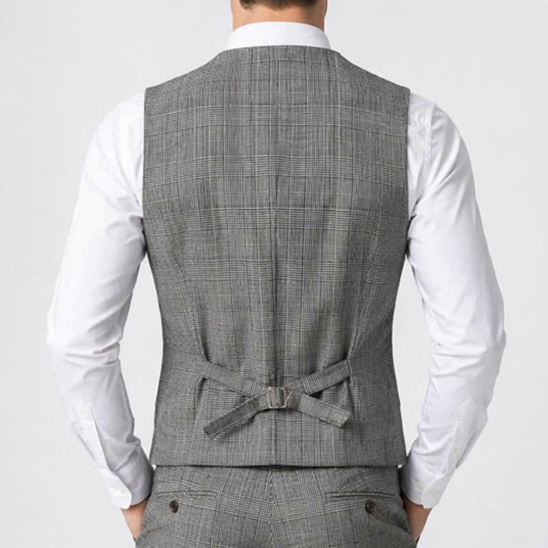Gilet de costume homme à carreaux croisé en velours côtelé - image 3