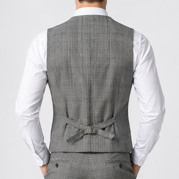 Gilet de costume homme à carreaux croisé en velours côtelé - image 3