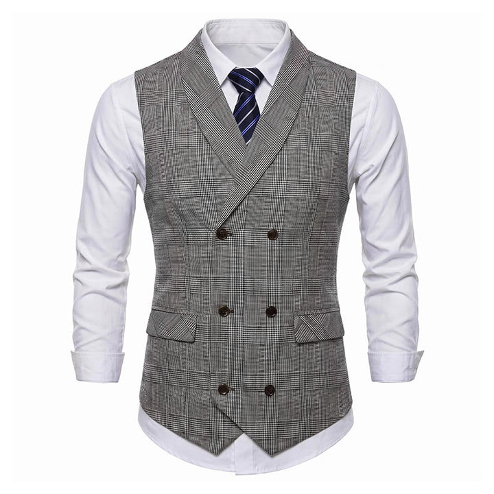 Gilet de costume homme à carreaux croisé en velours côtelé - image 6