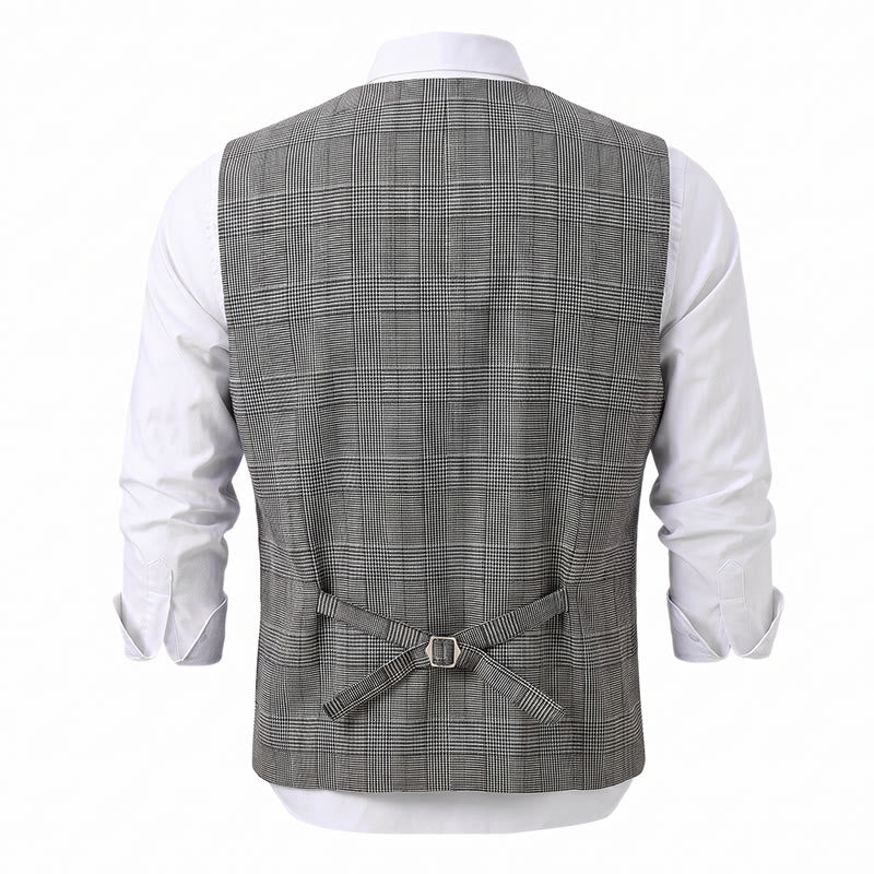 Gilet de costume homme à carreaux croisé en velours côtelé - image 7