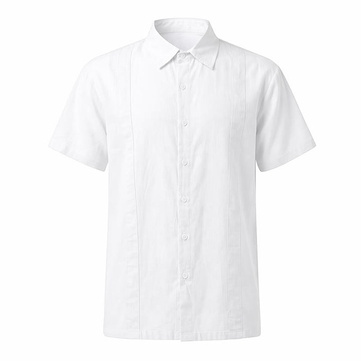 Chemise minimaliste pour homme en ramie unie respirante en coton décontracté d'été - image 16
