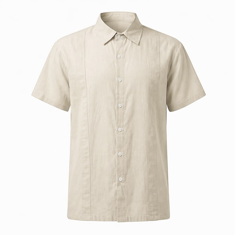 Chemise minimaliste pour homme en ramie unie respirante en coton décontracté d'été - image 21