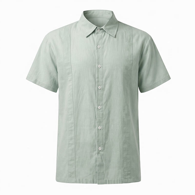 Chemise minimaliste pour homme en ramie unie respirante en coton décontracté d'été - image 20